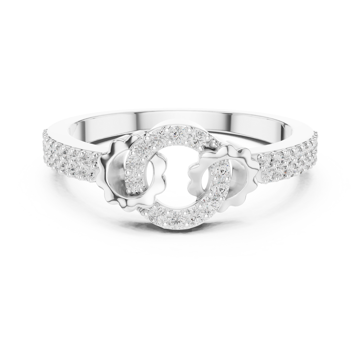 White Gold Round Cut Lab Diamond Eternity Circle Ring