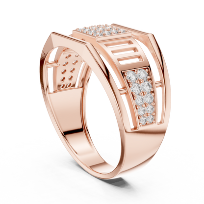 Geometric Rose Gold Round Cut Lab Grow Diamond Engagement Ring