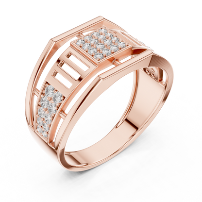 Geometric Rose Gold Round Cut Lab Grow Diamond Engagement Ring