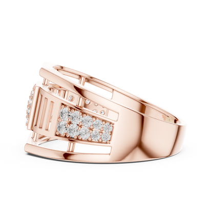 Geometric Rose Gold Round Cut Lab Grow Diamond Engagement Ring