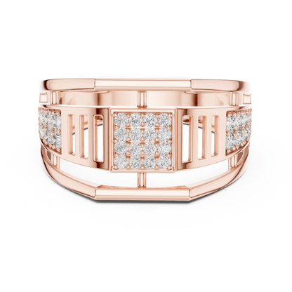 Geometric Rose Gold Round Cut Lab Grow Diamond Engagement Ring