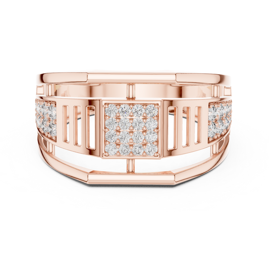 Geometric Rose Gold Round Cut Lab Grow Diamond Engagement Ring