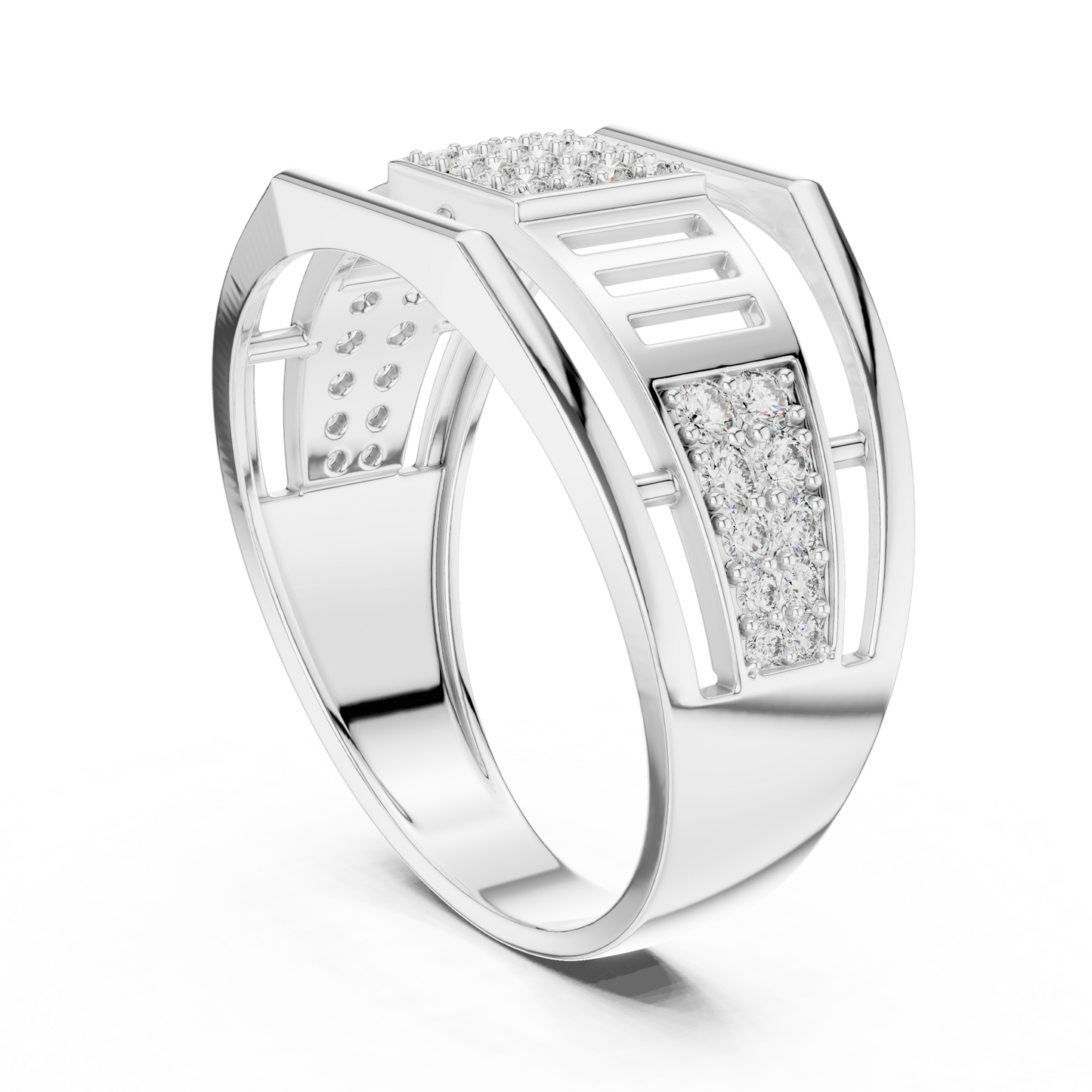 Geometric Rose Gold Round Cut Lab Grow Diamond Engagement Ring
