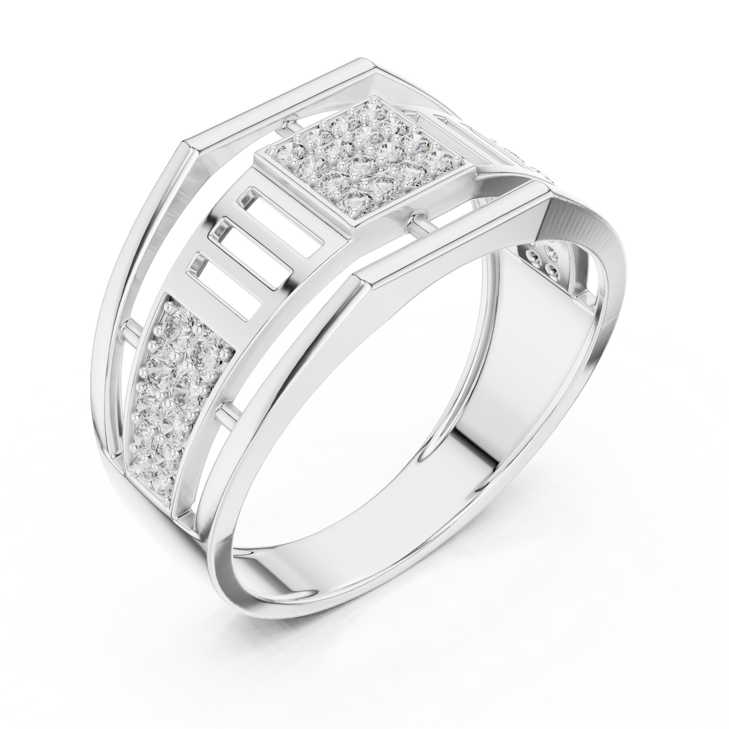 Geometric Rose Gold Round Cut Lab Grow Diamond Engagement Ring