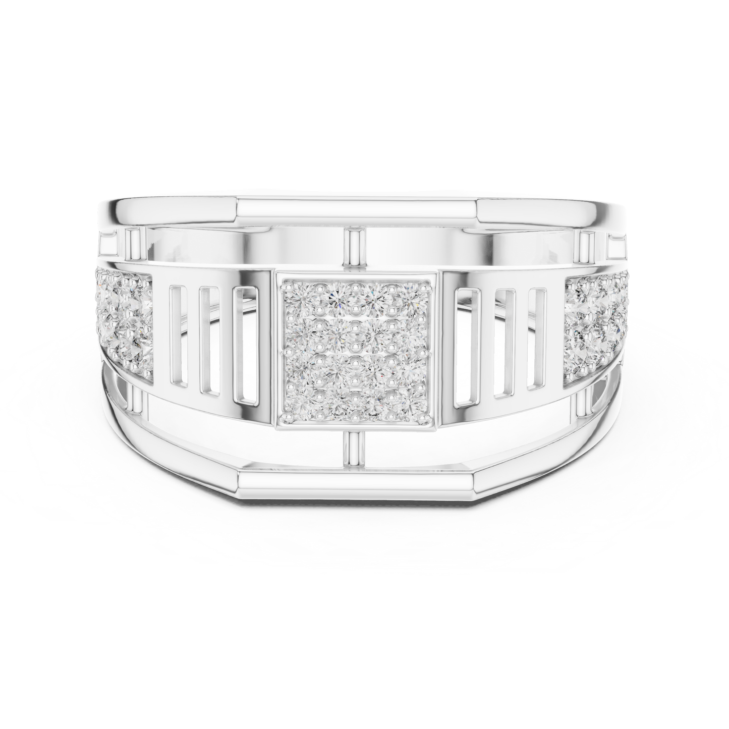 Geometric Rose Gold Round Cut Lab Grow Diamond Engagement Ring