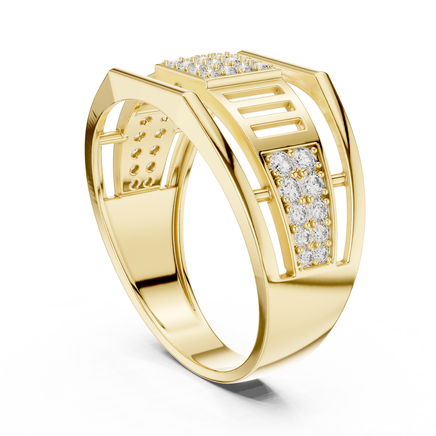 Geometric Rose Gold Round Cut Lab Grow Diamond Engagement Ring
