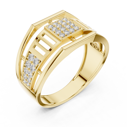 Geometric Rose Gold Round Cut Lab Grow Diamond Engagement Ring