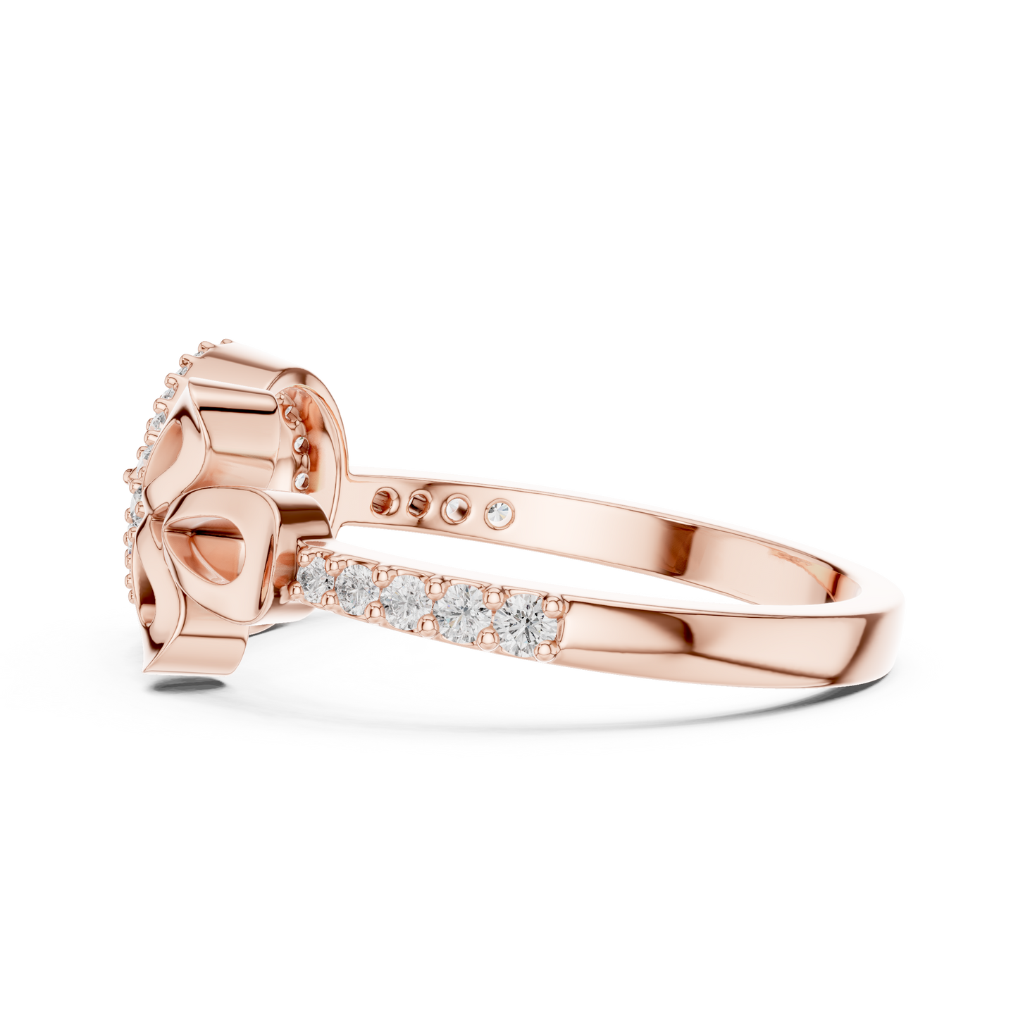 Lab Grown Diamond Teardrop Shield Ring in 14K Rose Gold