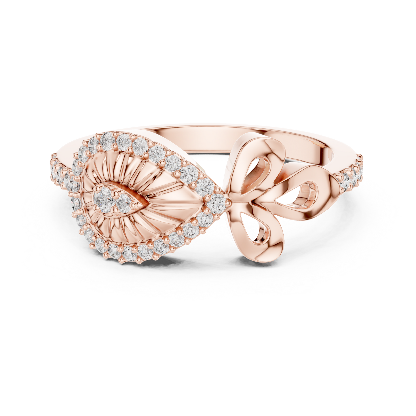 Lab Grown Diamond Teardrop Shield Ring in 14K Rose Gold