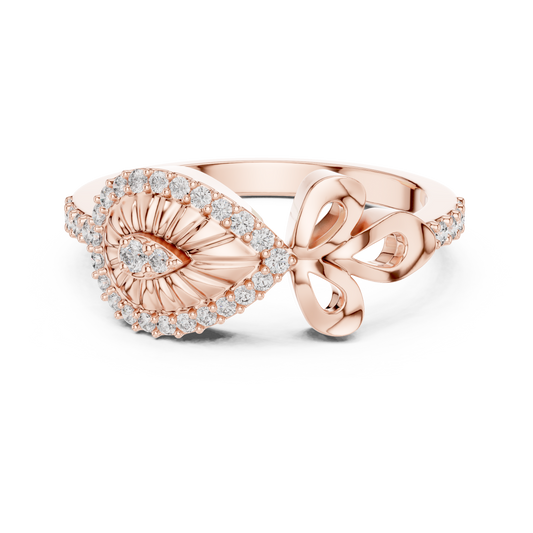Lab Grown Diamond Teardrop Shield Ring in 14K Rose Gold