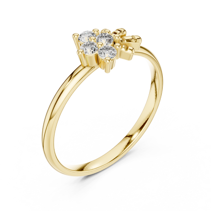 Sunburst Cluster Lab Grown Diamond Ring in 14k Yellow Gold