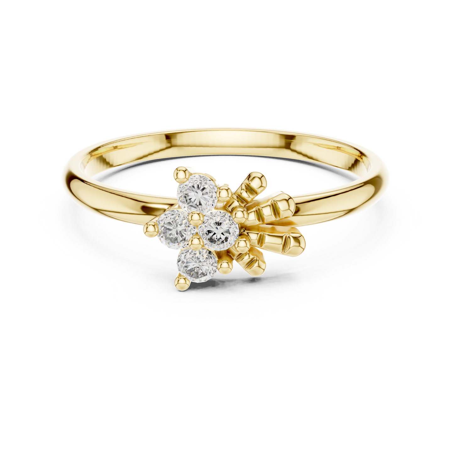Sunburst Cluster Lab Grown Diamond Ring in 14k Yellow Gold