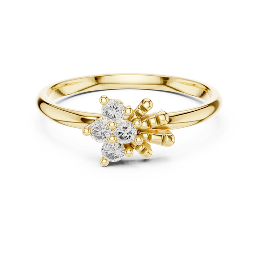 Sunburst Cluster Lab Grown Diamond Ring in 14k Yellow Gold