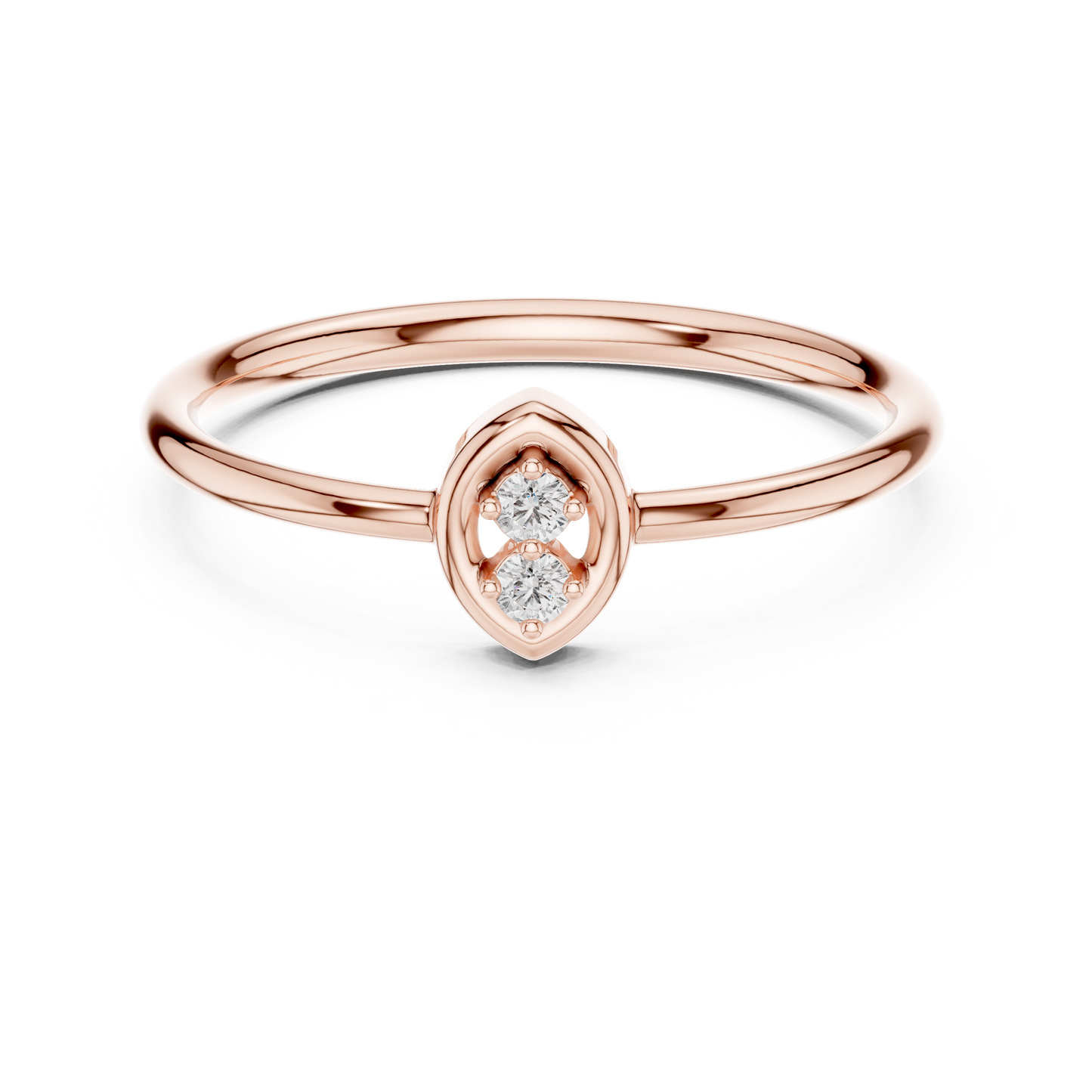 Dainty Marquise Frame Lab Grown Diamond Two Stone Ring