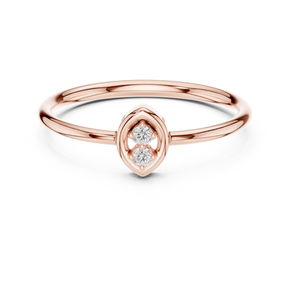 Dainty Marquise Frame Lab Grown Diamond Two Stone Ring