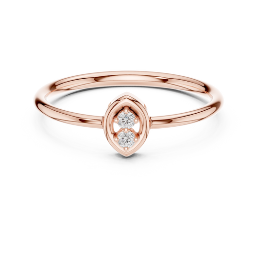 Dainty Marquise Frame Lab Grown Diamond Two Stone Ring