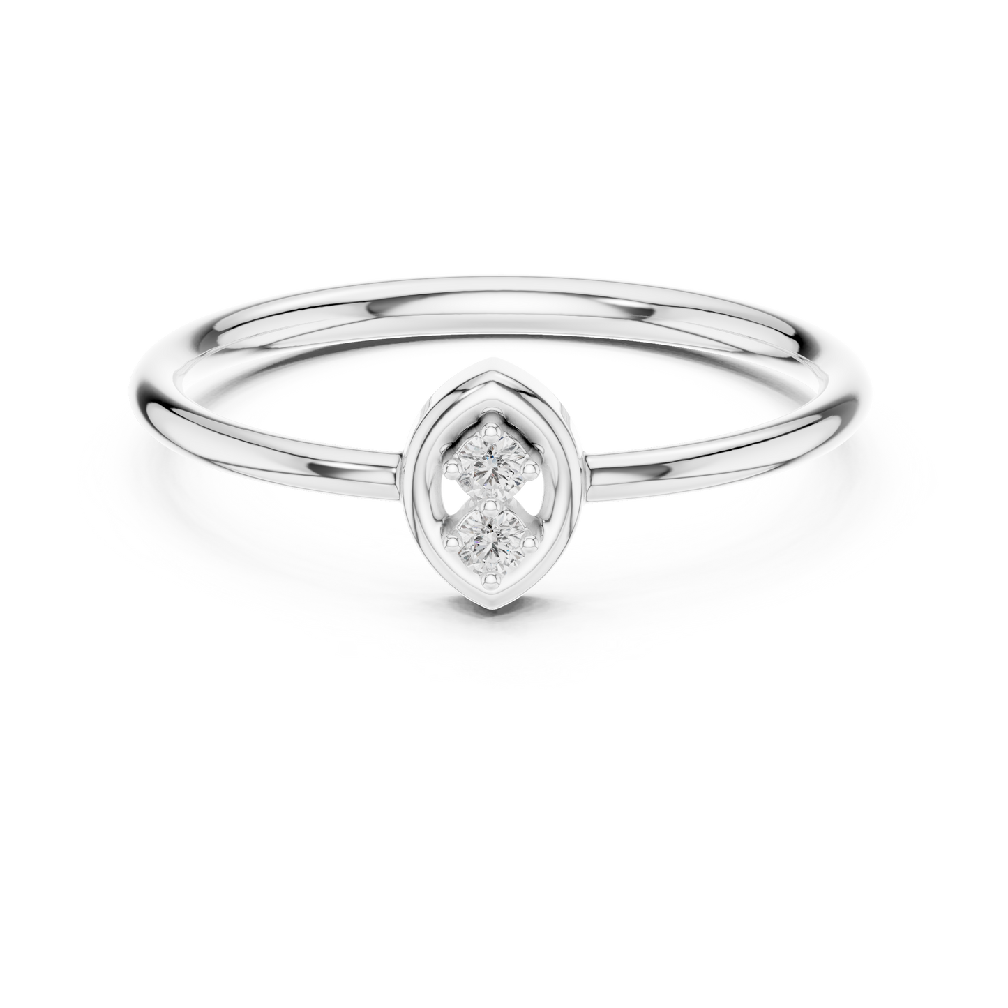 Dainty Marquise Frame Lab Grown Diamond Two Stone Ring