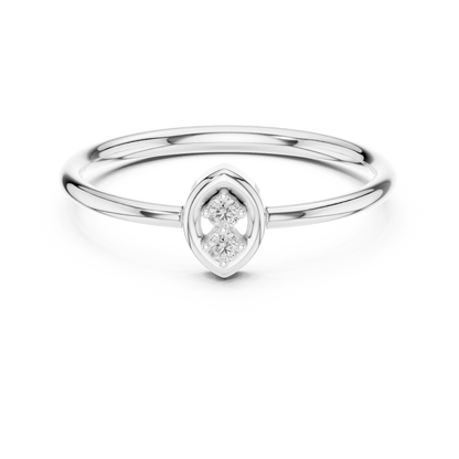 Dainty Marquise Frame Lab Grown Diamond Two Stone Ring