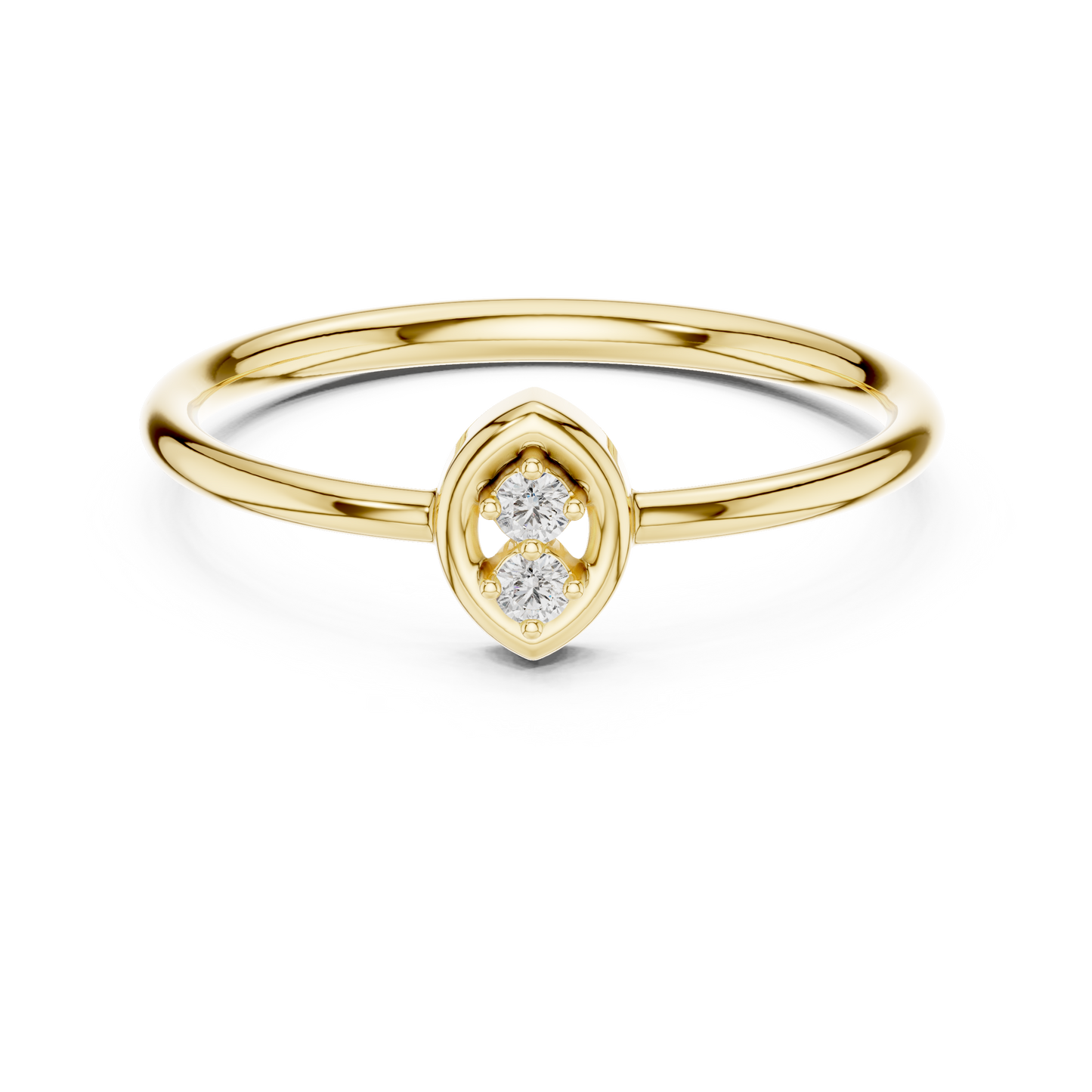 Dainty Marquise Frame Lab Grown Diamond Two Stone Ring