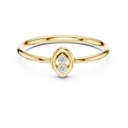 Dainty Marquise Frame Lab Grown Diamond Two Stone Ring