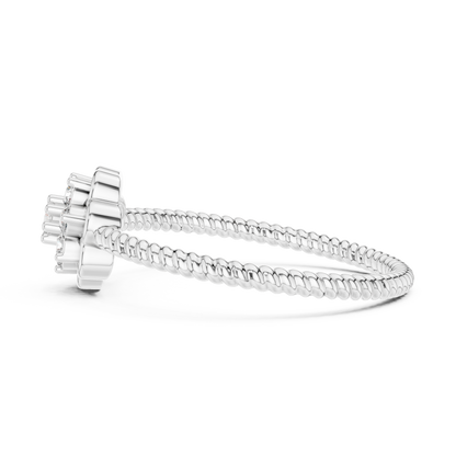 Round Lab Grown Diamond Flower Cluster Rope Textured Ring