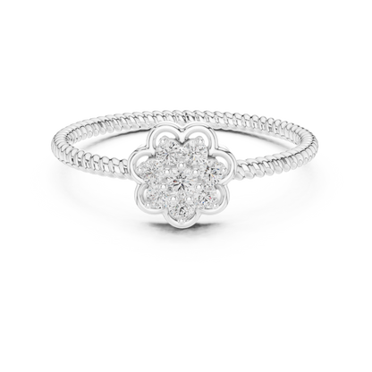 Round Lab Grown Diamond Flower Cluster Rope Textured Ring