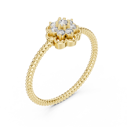 Round Lab Grown Diamond Flower Cluster Rope Textured Ring