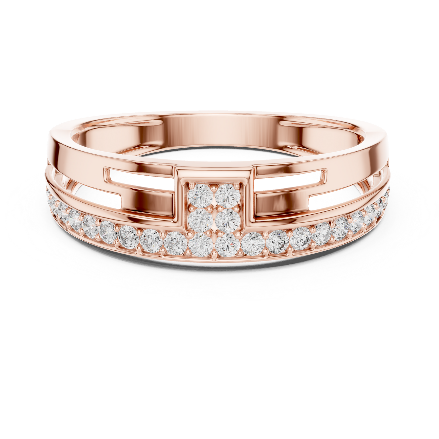 Modern T-Shape Lab Grown Diamond Cluster White Gold Ring