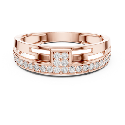 Modern T-Shape Lab Grown Diamond Cluster White Gold Ring