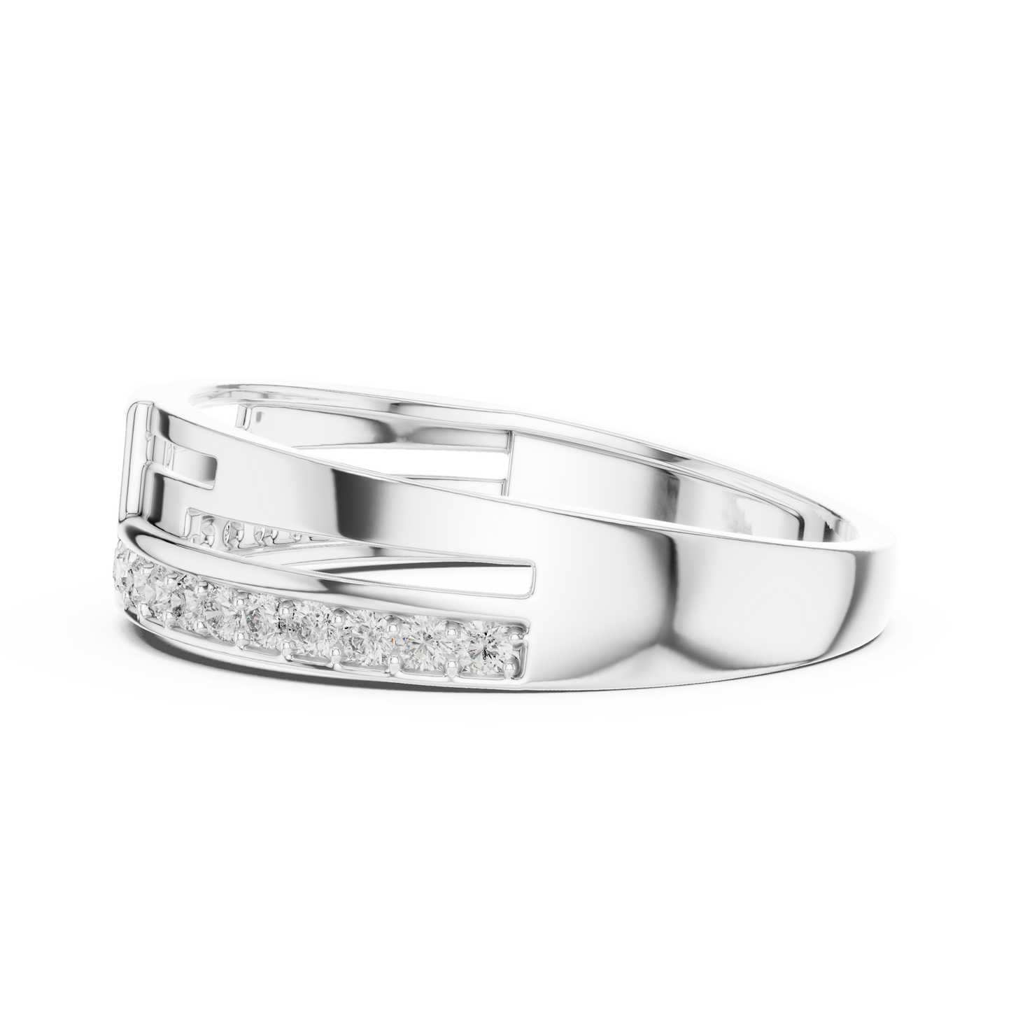 Modern T-Shape Lab Grown Diamond Cluster White Gold Ring