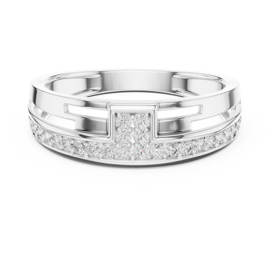 Modern T-Shape Lab Grown Diamond Cluster White Gold Ring