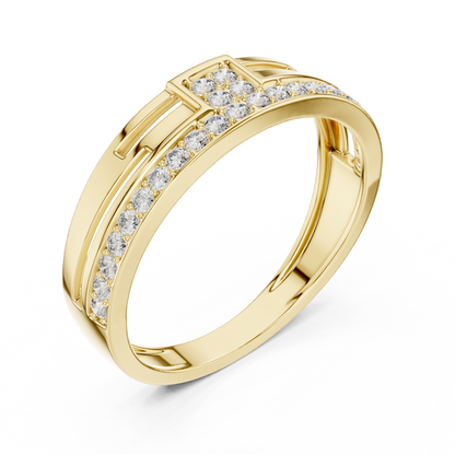Modern T-Shape Lab Grown Diamond Cluster White Gold Ring