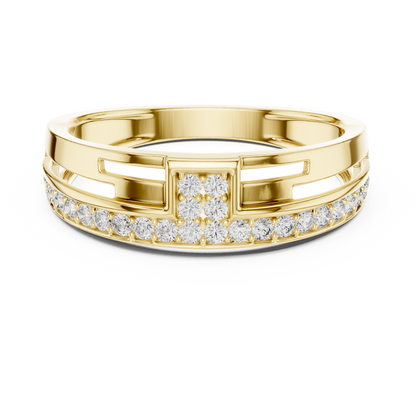 Modern T-Shape Lab Grown Diamond Cluster White Gold Ring