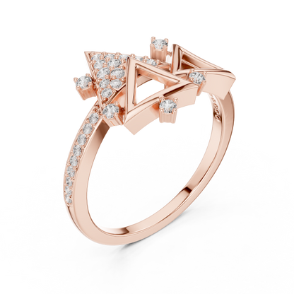 Round Cut Lab Grown Diamond Yellow Gold Ring