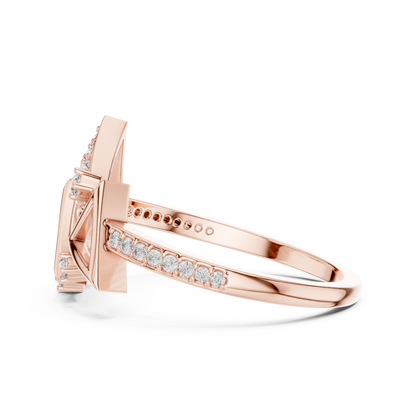 Round Cut Lab Grown Diamond Yellow Gold Ring