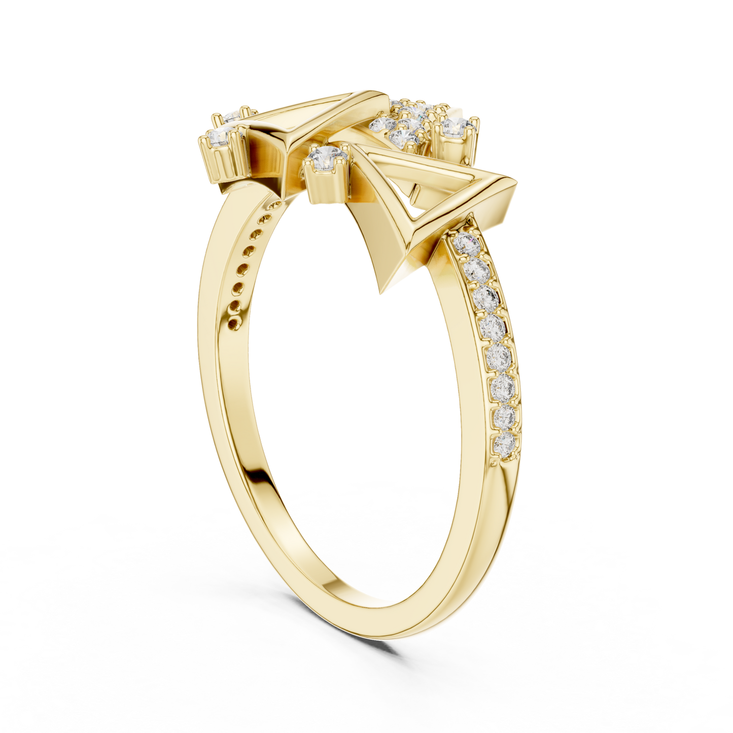 Round Cut Lab Grown Diamond Yellow Gold Ring