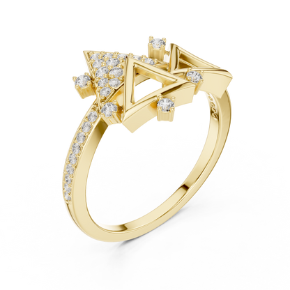 Round Cut Lab Grown Diamond Yellow Gold Ring