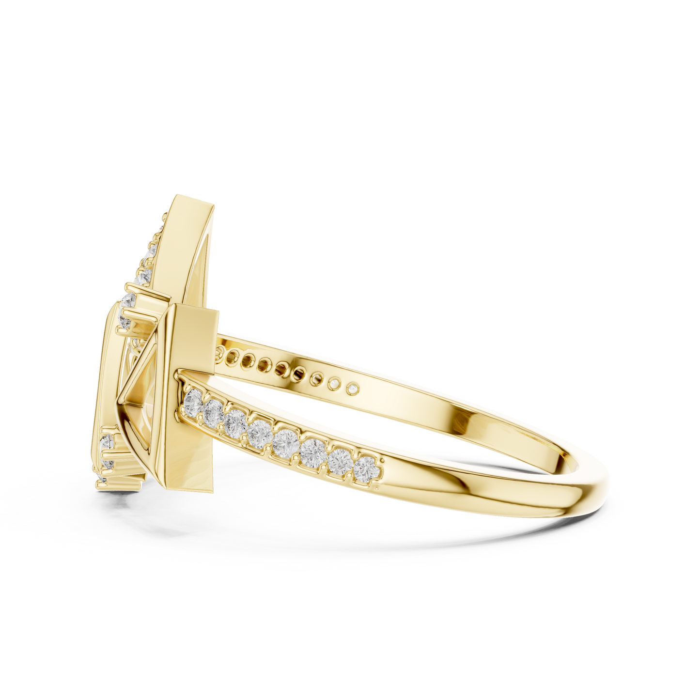 Round Cut Lab Grown Diamond Yellow Gold Ring