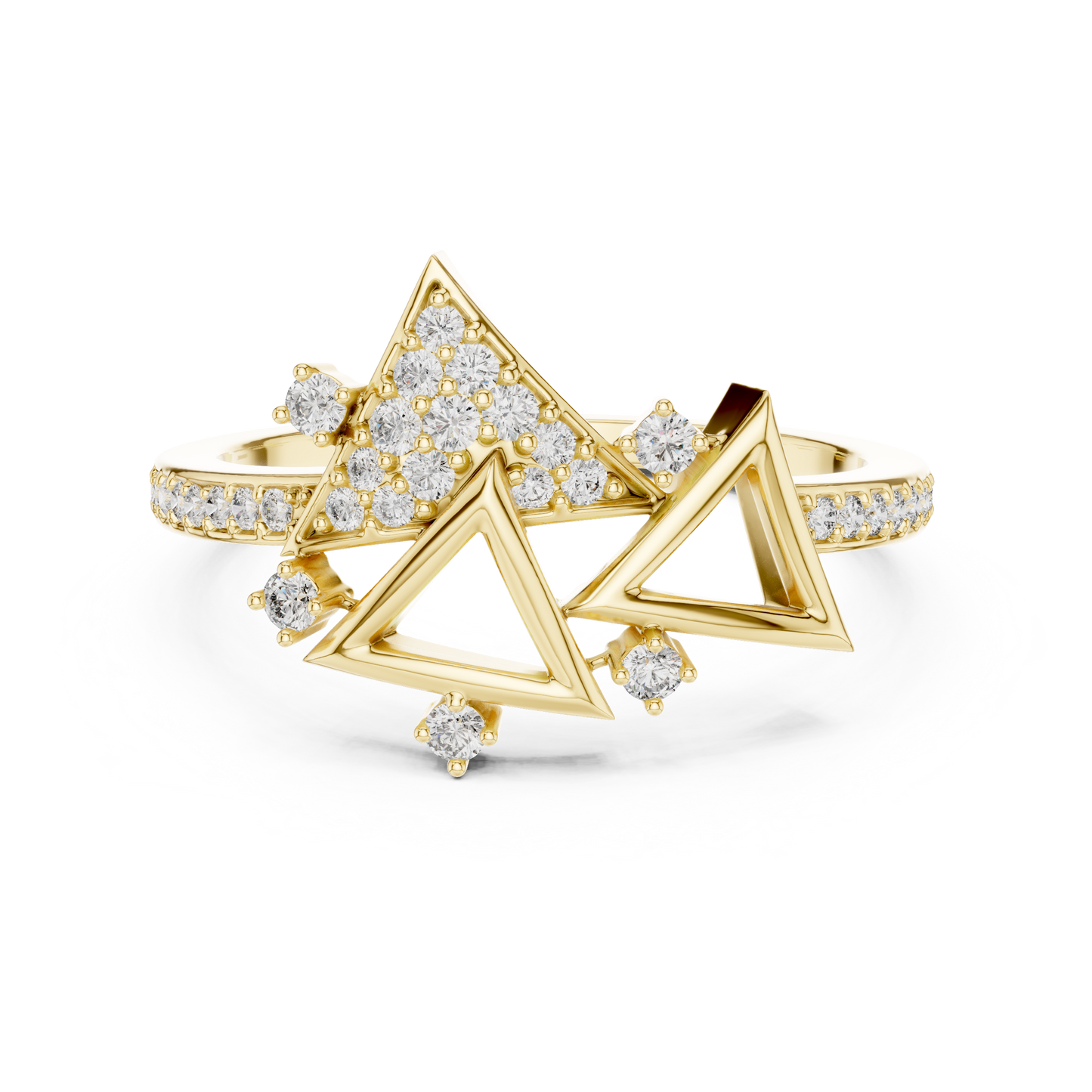 Round Cut Lab Grown Diamond Yellow Gold Ring