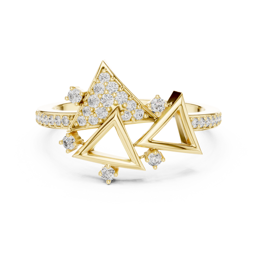 Round Cut Lab Grown Diamond Yellow Gold Ring