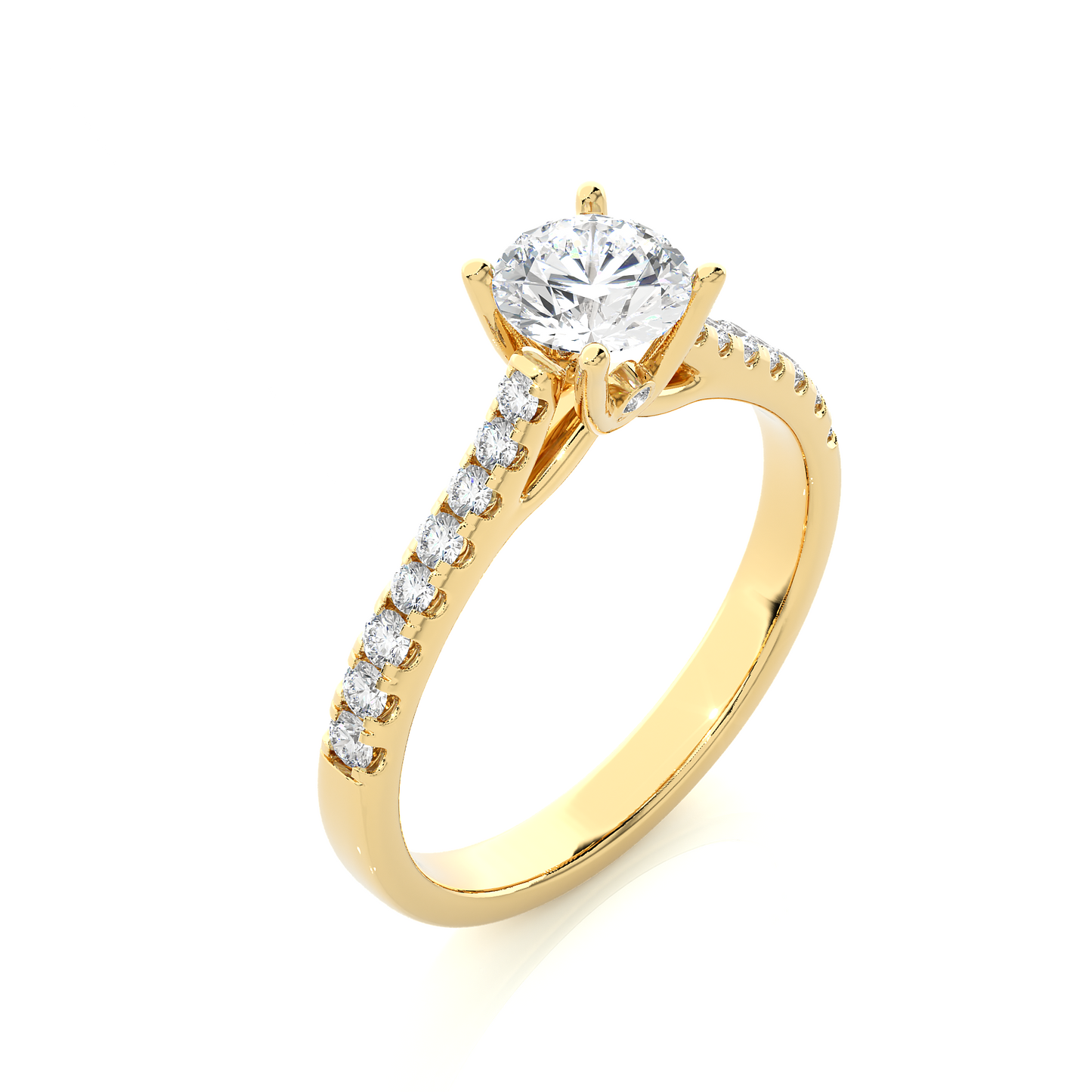 1.0 CT Round Cut Lab Grown Diamond Gold Engagement Ring