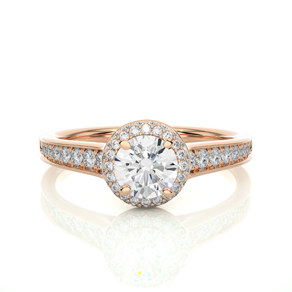 1.02 CT Round E/VS2 Lab Grown Diamond Halo Gold Engagement Ring