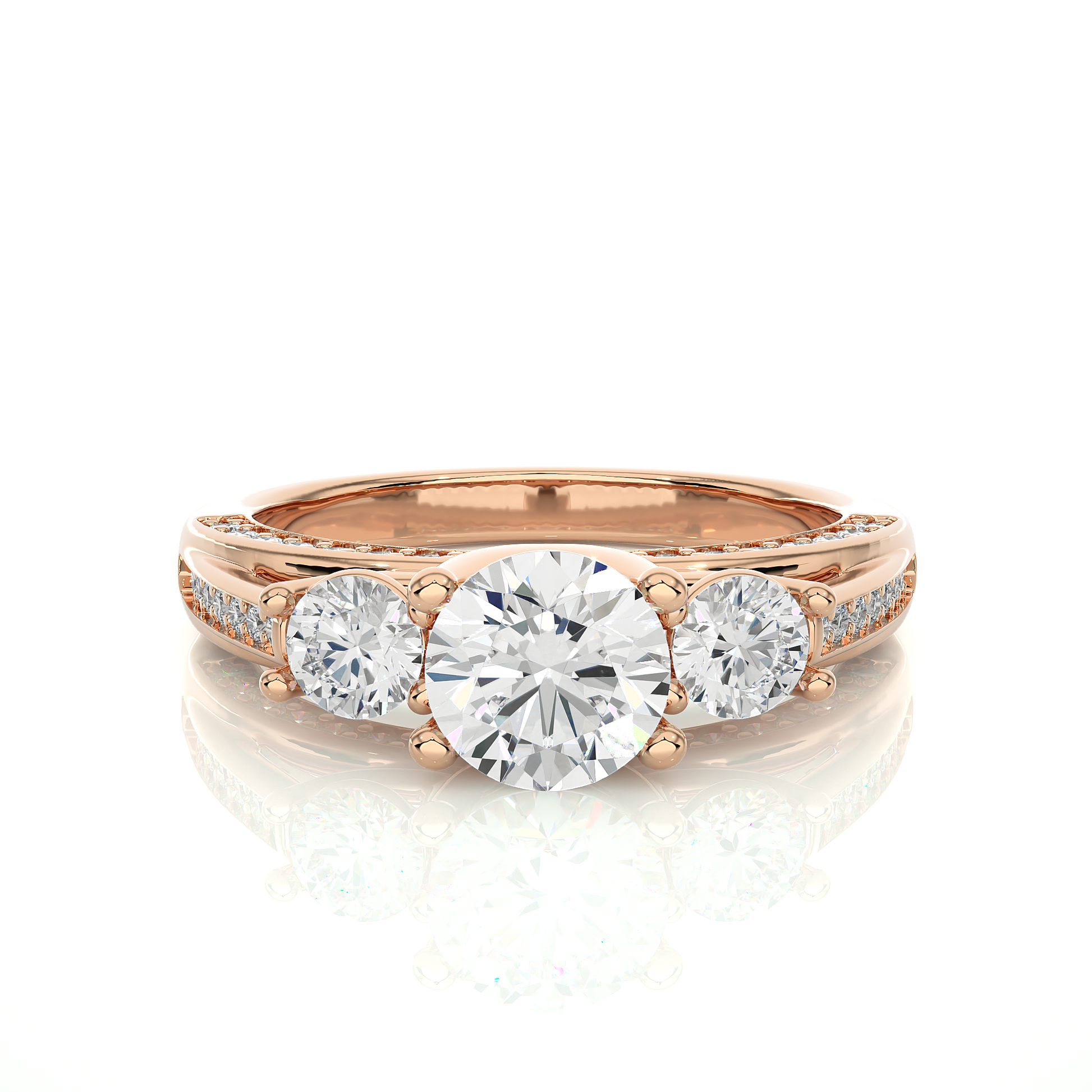 1.01 Ct Round Cut E-VS1 Lab Grown Diamond Gold Engagement Ring