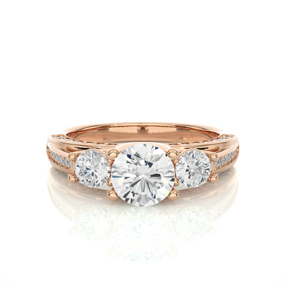 1.01 Ct Round Cut E-VS1 Lab Grown Diamond Gold Engagement Ring