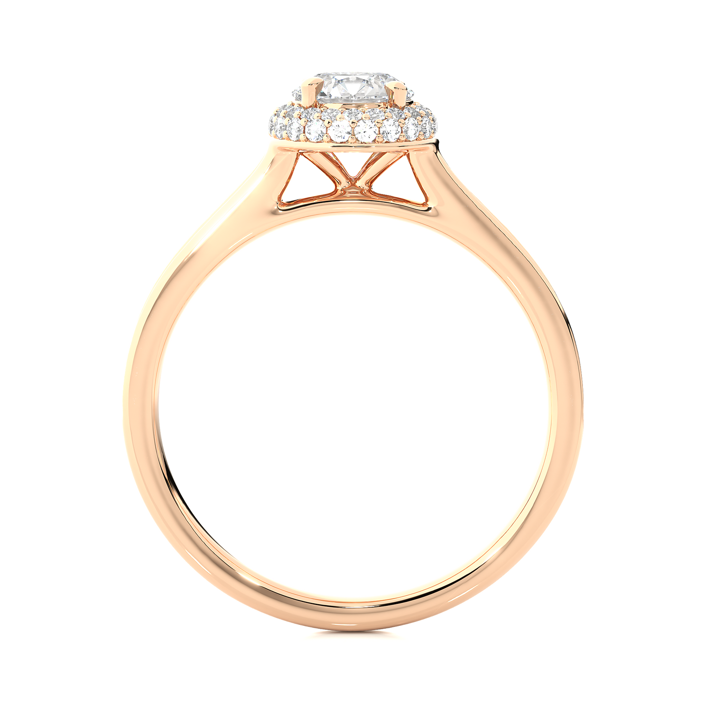 1.02 CT Round E/VS2 Lab Grown Diamond Halo Gold Engagement Ring