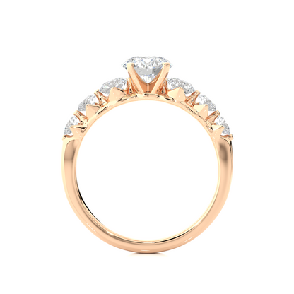 1.16 Ct Round Cut E-VS1 Lab Grown Diamond Gold Engagement Ring