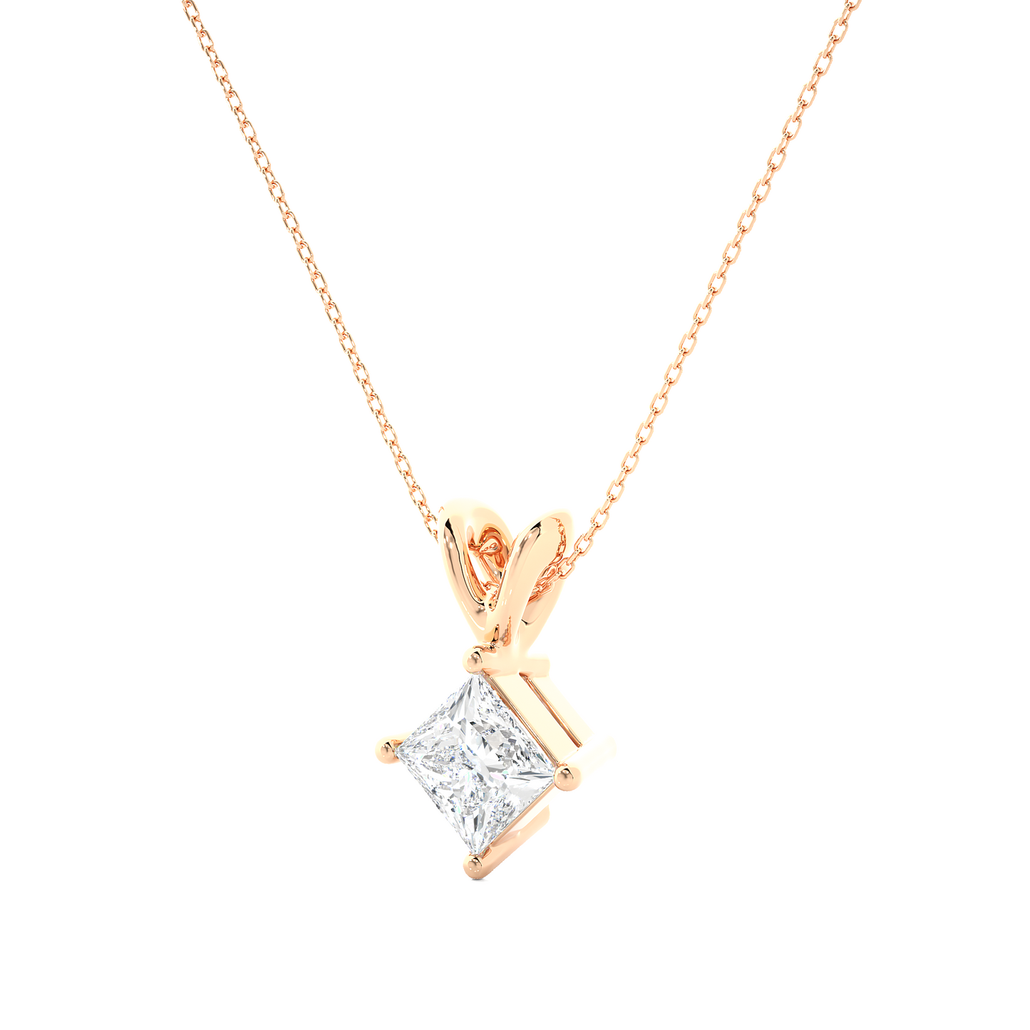 1.15 CT Princess Cut Lab Grown Diamond Solitaire Pendant