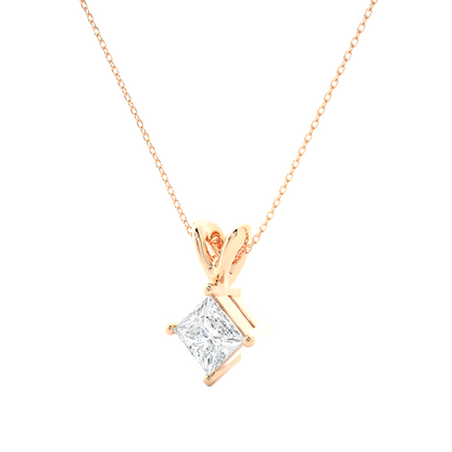 1.15 CT Princess Cut Lab Grown Diamond Solitaire Pendant