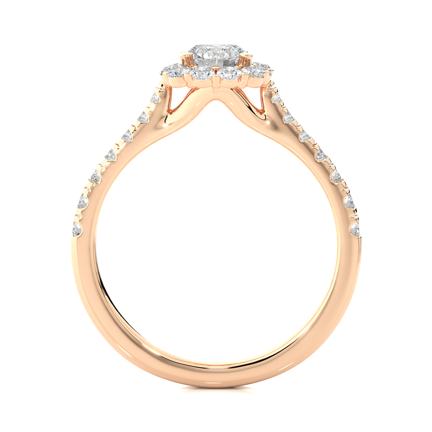 1.01 Ct Round Cut E-VS Lab Grown Diamond Gold Halo Engagement Ring