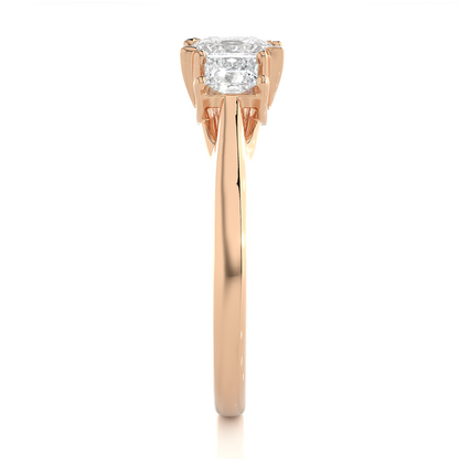 1.07 Ct Princess Cut Lab Grown Diamond Three Stone Gold Engagement Ring